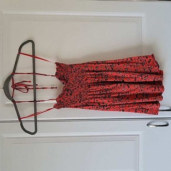 Guess Jeans red cheetah print babydoll tube/halter top size XS - Picture 4 of 5